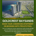 Aerial View Of Goldcrest Baysands 3-Bedroom Apartment Towers With Private Plunge Pools, Panoramic Sea Views, Green Spaces In