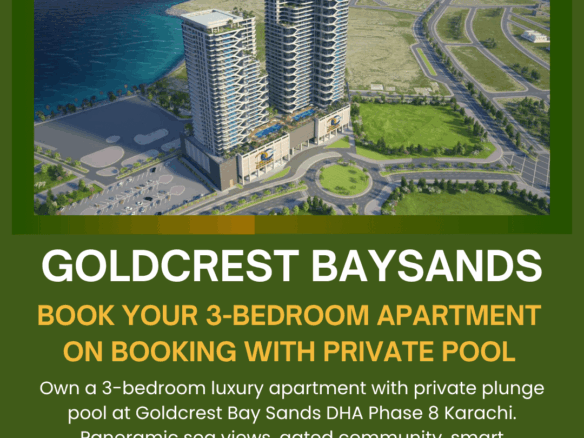 Aerial View Of Goldcrest Baysands 3-Bedroom Apartment Towers With Private Plunge Pools, Panoramic Sea Views, Green Spaces In 