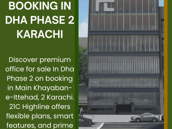 Modern Multi-Story Office Building With Glass Facade And Tc Logo In Dha Phase 2 Karachi For Office Booking