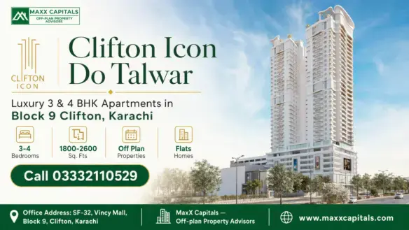 Clifton Icon Do Talwar Luxury Residential Towers In Block 9 Clifton, Karachi, With Premium 3 &Amp; 4 Bhk Apartments.