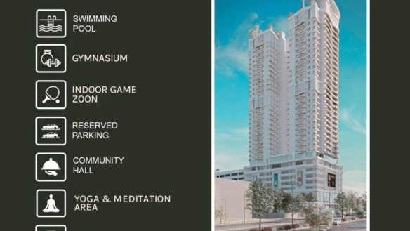 Clifton Icon Do Talwar Twin-Tower Luxury Apartments In Block 9 Clifton Karachi With Amenities Icons For Pool Gym Yoga Parking