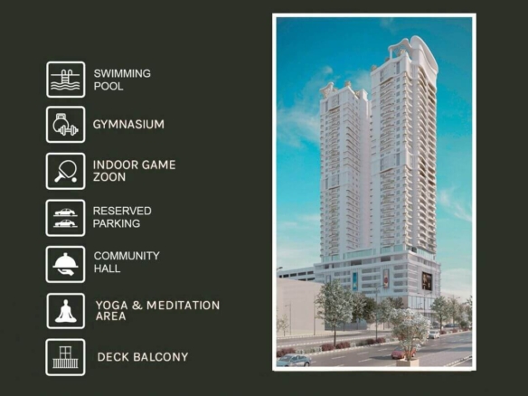 Clifton Icon Do Talwar Twin-Tower Luxury Apartments In Block 9 Clifton Karachi With Amenities Icons For Pool Gym Yoga Parking