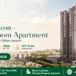 High-Rise Luxury Apartment Tower In Block 9 Clifton, Karachi, Featuring 3-Bedroom Units For Sale With Scenic City Views.