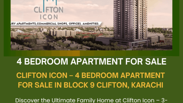 Exterior Of Clifton Icon High-Rise In Block 9 Clifton Karachi With 4-Bedroom Apartment Details