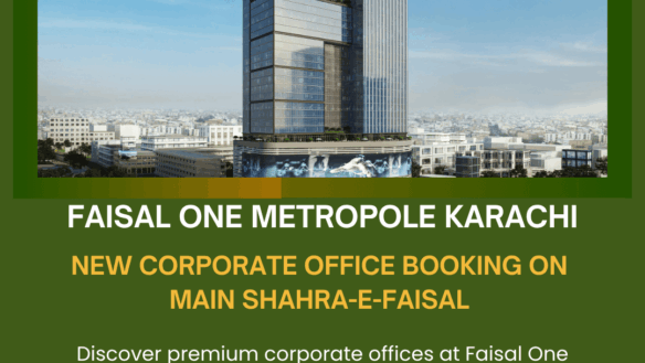Faisal One Metropole High-Rise Corporate Office Tower On Shahra-E-Faisal, Karachi, Modern Glass Facade With City View