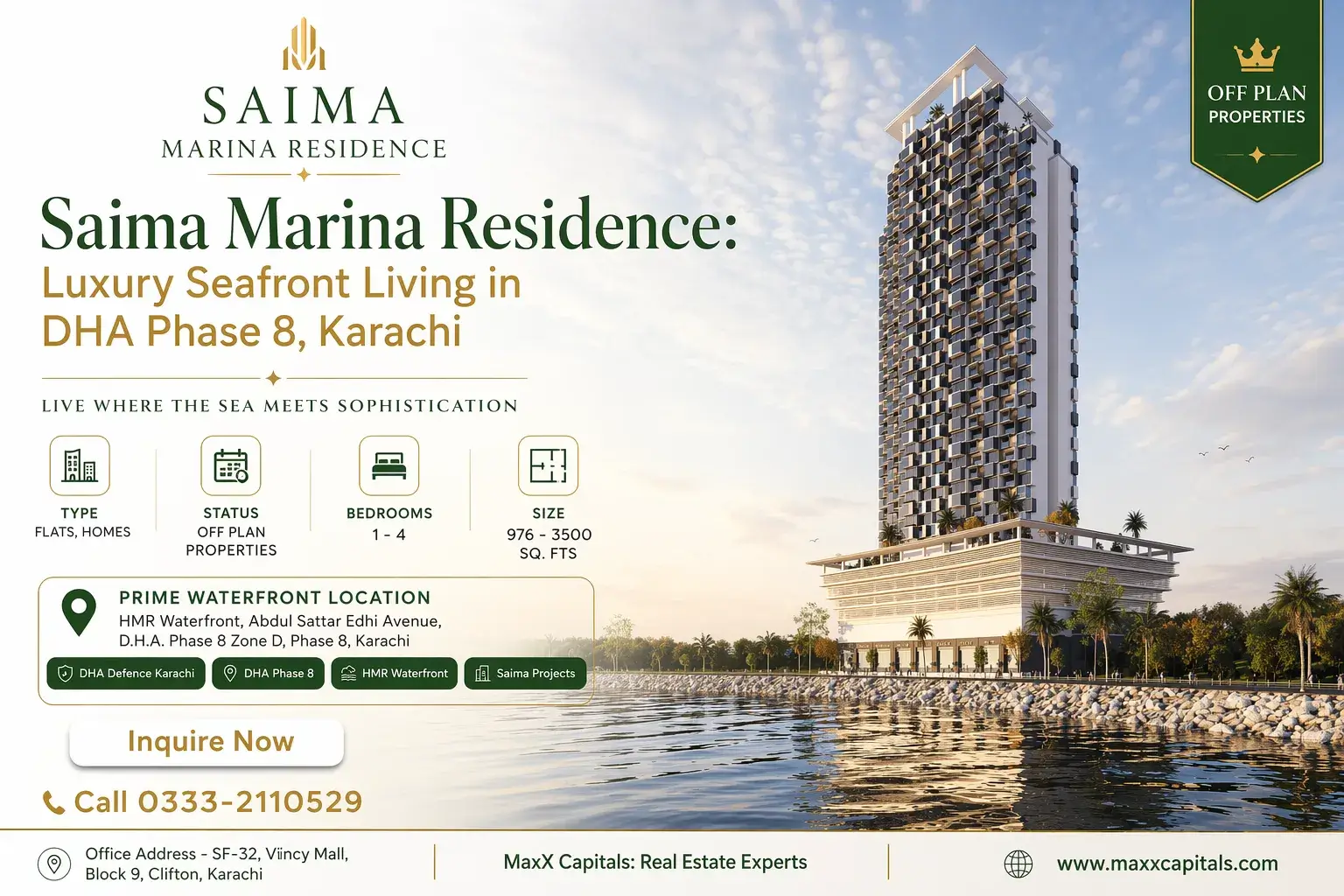 Saima Marina Residence: Luxury Seafront Living in DHA Phase 8, Karachi