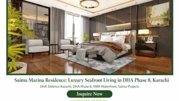 MaxX Capitals luxury bedroom interior at Saima Marina Residence, DHA Phase 8 Karachi