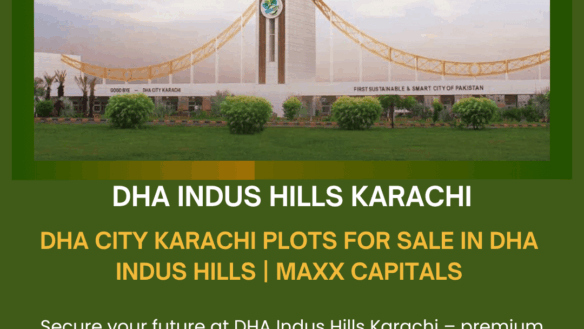 Grand Modern Entrance Gate At Dha Indus Hills, Dha City Karachi, With Lush Green Landscapes And Trees