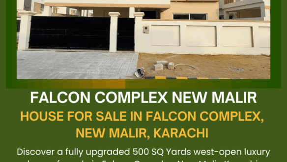500 Sq Yards West-Open Luxury House Exterior In Falcon Complex, New Malir, Karachi, Modern Beige Facade, Balconies, Railings,