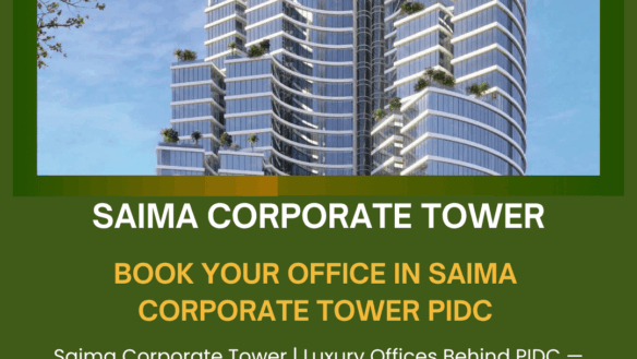 Saima Corporate Tower Modern High-Rise With Curved Glass Facade And Green-Tinted Windows In Pidc