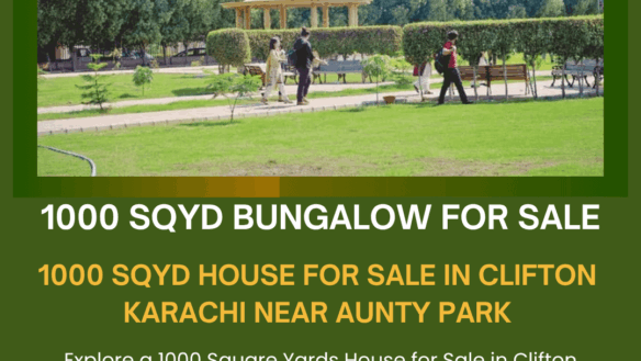 Lush Park Near Aunty Park In Clifton Karachi With Palm Trees, Gazebo, Green Lawns, Hedges, Walking Paths, And People For 1000