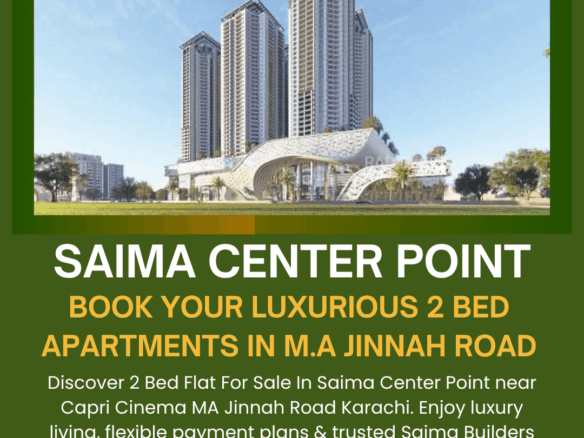 Modern High-Rise Towers Of Saima Center Point Apartments On Ma Jinnah Road With 2 Bed Flats