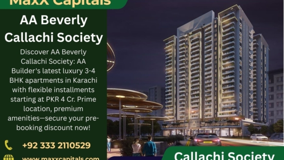 Night View Of Aa Beverly High-Rise Apartments In Callachi Society, Modern Towers With Illuminated Facades And Surrounding Lan