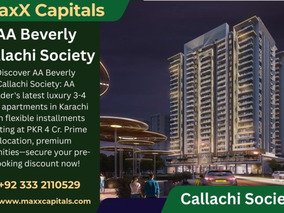Night View Of Aa Beverly High-Rise Apartments In Callachi Society, Modern Towers With Illuminated Facades And Surrounding Lan