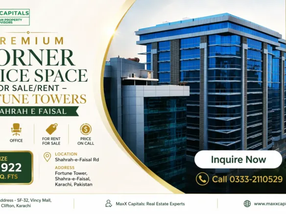 Premium Corner Office Space For Sale/Rent – Fortune Towers Shahrah E Faisal