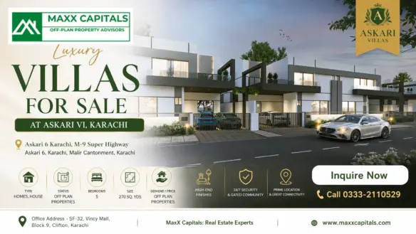 Modern Askari 6 Karachi Villas With Gated Frontage, Parked Cars, And Contemporary Facade.