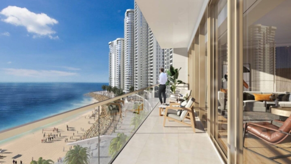 MaxX Capitals beachfront balcony at The Views Emaar, DHA Phase 8 Karachi with sea view and towers