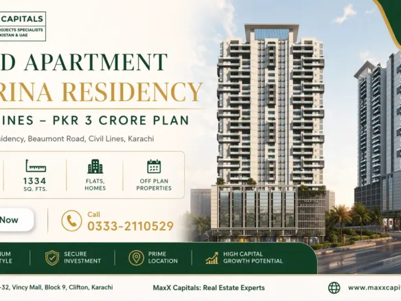 3-Bed Apartment Marina Residency Civil Lines – Pkr 3 Crore Plan