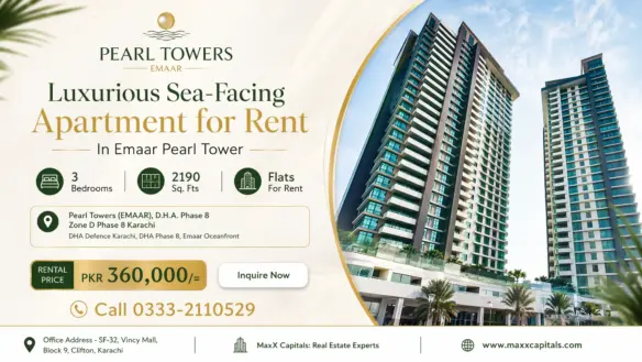 Maxx Capitals Emaar Pearl Tower Dha Phase 8 Karachi Sea-Facing 3-Bed Apartment Exterior View