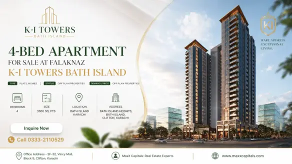 Maxx Capitals Rendering Of K-I Towers Bath Island 4-Bed Apartment Project In Karachi