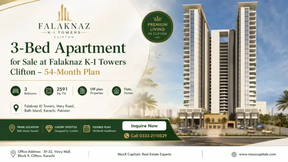 Maxx Capitals Rendering Of Falaknaz K-I Towers Clifton 3-Bed Apartment Tower In Karachi
