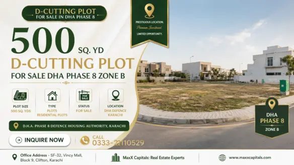 Maxx Capitals D-Cutting Plot In Dha Phase 8 Zone B, 500 Sq Yds Open Corner Site