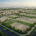 Maxx Capitals Creek Vista Facing Plot For Sale In Dha Phase 8 Zone B, Aerial View Of Plotted Blocks And Roads