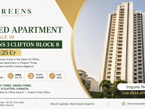 Maxx Capitals Greens 3 Clifton Block 8 High-Rise 4-Bed Apartment Tower View In Karachi