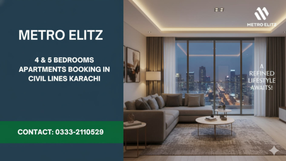 Maxx Capitals Metro Elitz Civil Lines Karachi Apartment Living Room With City Skyline View
