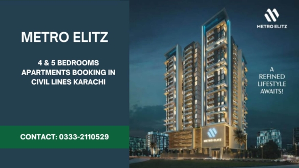 Maxx Capitals Metro Elitz Civil Lines Karachi Tower Exterior At Night With Illuminated Apartments