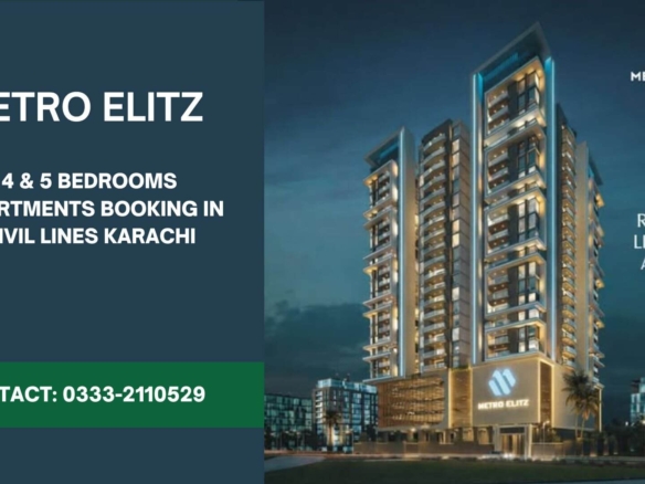 Maxx Capitals Metro Elitz Civil Lines Karachi Tower Exterior At Night With Illuminated Apartments