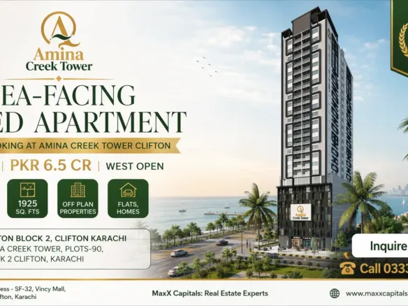 Maxx Capitals Amina Creek Tower Clifton Sea-Facing 3-Bed Apartment Tower Render