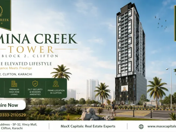 Maxx Capitals Amina Creek Tower Block 2 Clifton Karachi High-Rise Apartment Render