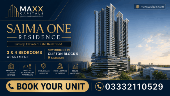 Maxx Capitals Saima One Residency High-Rise 3-Bed Apartment In Clifton Block 5, Karachi