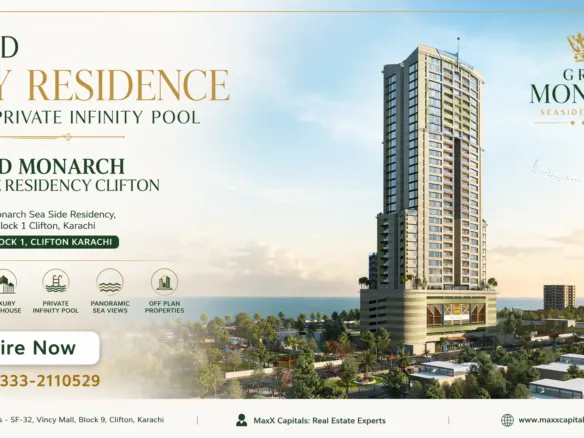 Maxx Capitals 5-Bed Sky Residence Tower At Grand Monarch Seaside Residency, Clifton Karachi