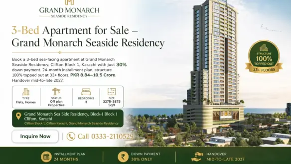 Maxx Capitals Rendering Of Grand Monarch Seaside Residency Tower In Clifton, Karachi