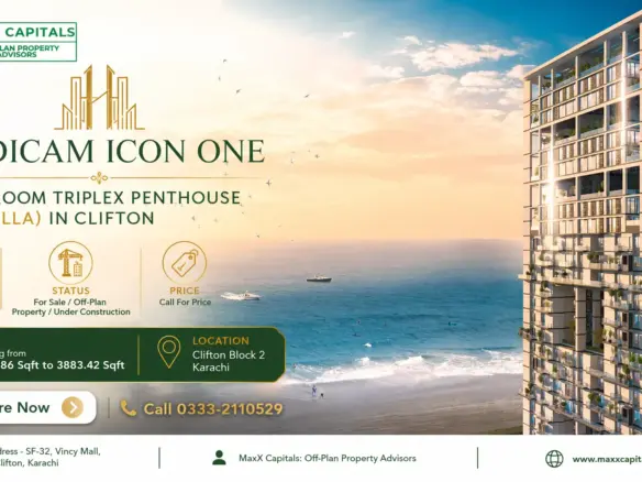 Maxx Capitals Marketing Render Of Medicam Icon One 4 Bedroom Triplex Penthouse In Clifton, With Sea View Tower