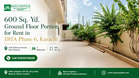 Spacious Paved Driveway And Garden Area Of A 600 Sq Yd Ground Floor Portion For Rent In Dha Phase 6.