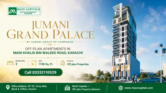 Architectural High-Rise Tower Design For A Luxury Flat For Sale In Khalid Bin Waleed Road, Karachi.
