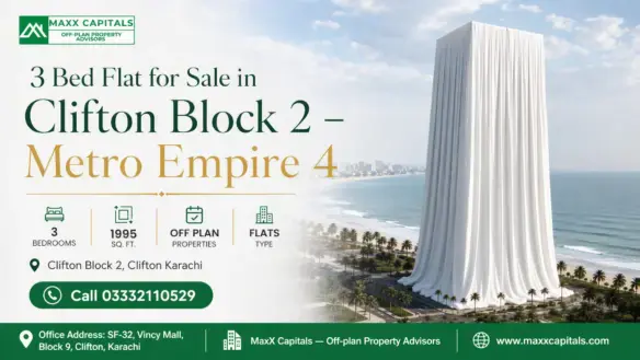 Waterfront High-Rise Concept For An Off-Plan 3 Bed Flat For Sale In Clifton Block 2 Along The Arabian Sea.