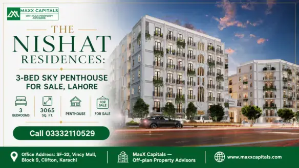 Architectural Rendering Of A 3 Bedroom Penthouse At Nishat Residences For Sale In Lahore.