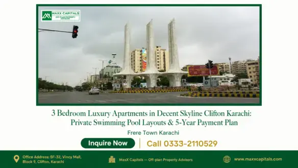 Modern architecture with 3 bedroom apartment in decent skyline and a private swimming pool.