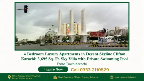 4 bedroom luxury apartment in decent skyline with private pool and modern architecture.