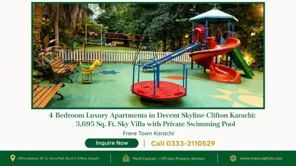 Luxury 4 bedroom apartment in decent skyline with playground and private swimming pool.