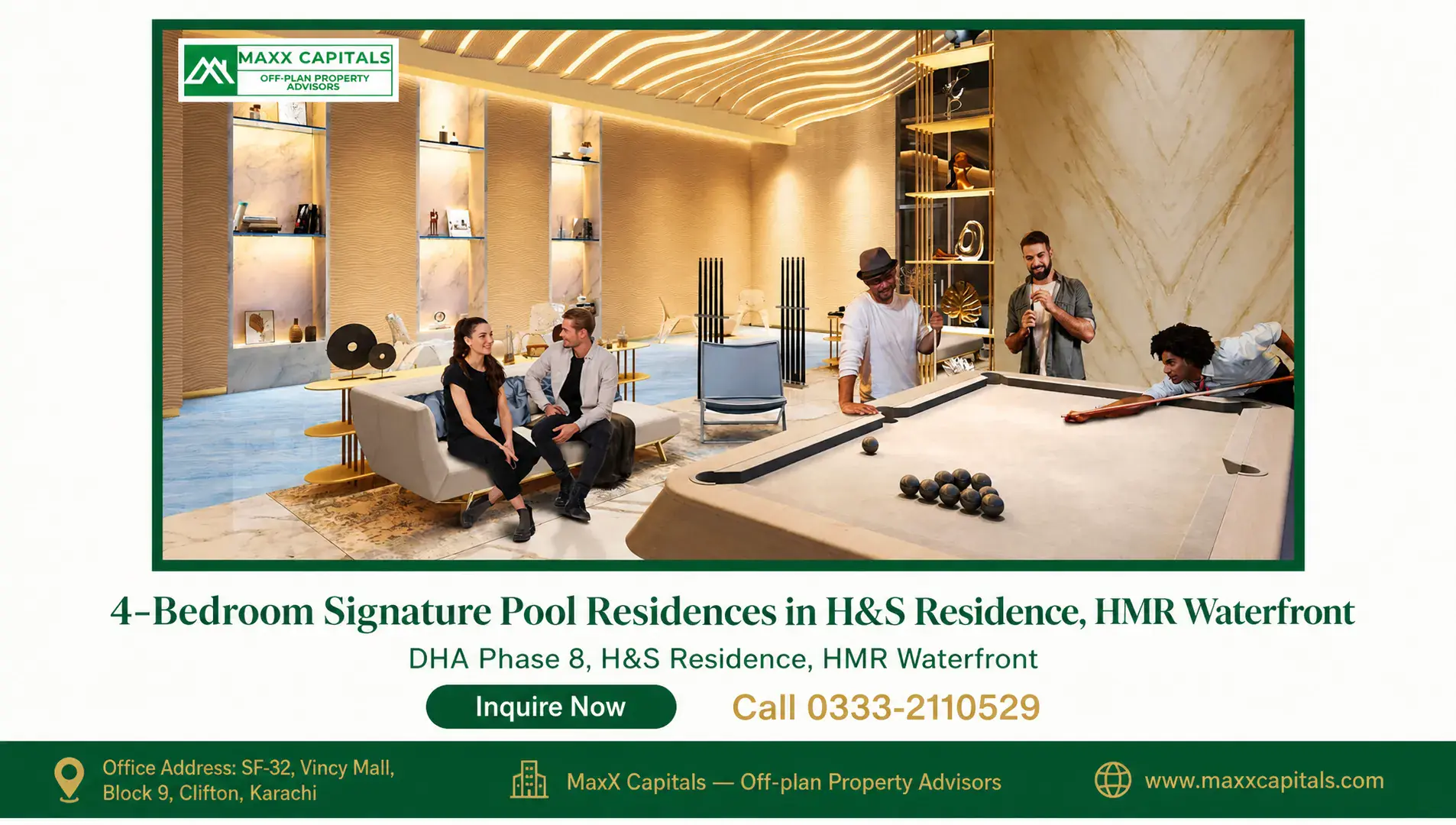 4-Bedroom Signature Pool Residences in H&S Residence, HMR Waterfront — Gallery 1 Luxurious 4 bedroom apartment in H&S Residence with pool and modern interior.