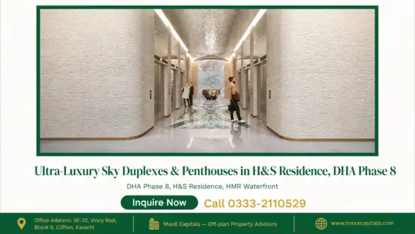 Luxury elevator lobby in H&S Residence showcasing penthouse interiors and architecture.