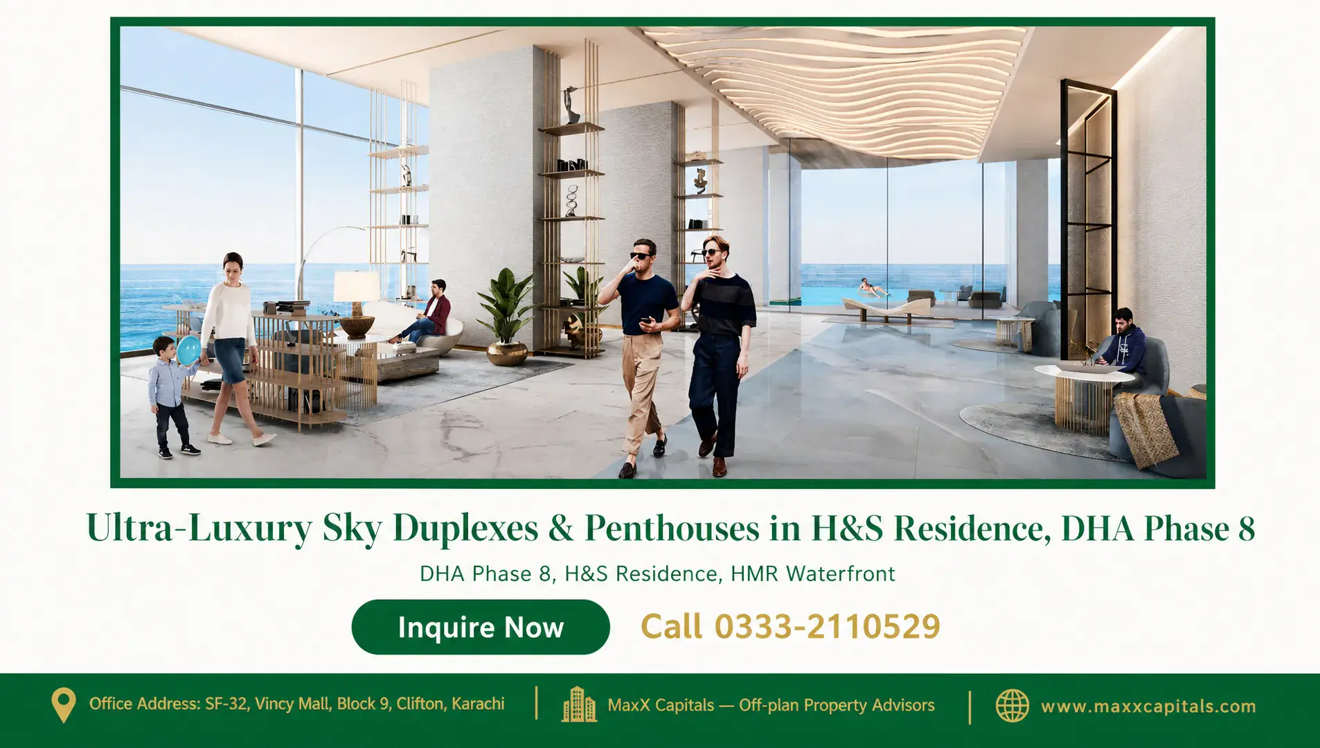 Ultra-Luxury Sky Duplexes & Penthouses in H&S Residence, DHA Phase 8 — Gallery 2 Luxurious sky duplexes and penthouses with ocean view at H&S Residence, DHA Phase 8.