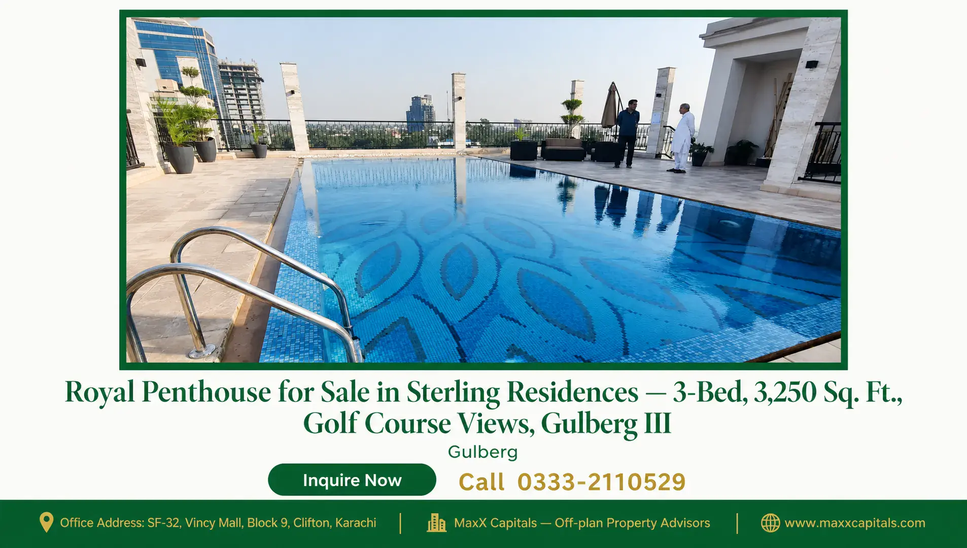 Royal Penthouse for Sale in Sterling Residences — 3-Bed, 3,250 Sq. Ft., Golf Course Views, Gulberg III — Gallery 2 Royal Penthouse for Sale in Sterling Residences — 3-Bed, 3,250 Sq. Ft., Golf Course Views, Gulberg III
