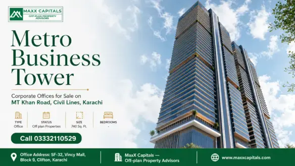 Metro Business Tower — Corporate Offices For Sale On Mt Khan Road, Civil Lines, Karachi