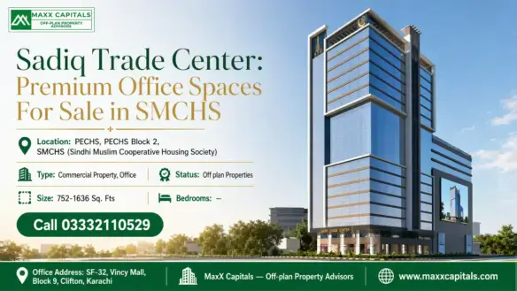 Modern Glass-Fronted Sadiq Trade Center In Smchs, Featuring Contemporary Architecture And Multiple Floors Of Premium Offices.